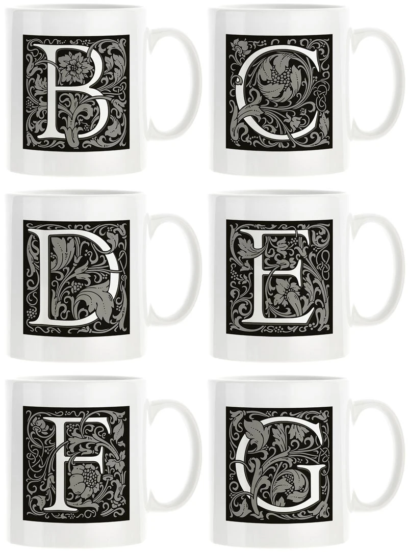 Personalised Decorated Initial Mug - Black 4 Personalised Decorated Initial Mug - Black - Image 4
