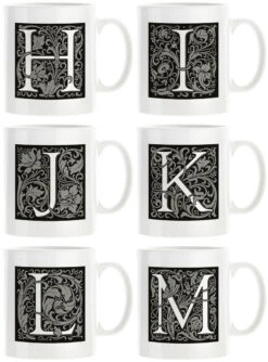 Personalised Decorated Initial Mug - Black 12 Personalised Decorated Initial Mug - Black -Literary Gift Shop Black H M