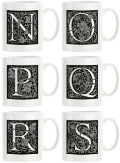 Personalised Decorated Initial Mug - Black 13 Personalised Decorated Initial Mug - Black -Literary Gift Shop Black N S