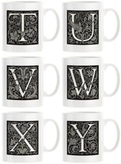 Personalised Decorated Initial Mug - Black 14 Personalised Decorated Initial Mug - Black -Literary Gift Shop Black T Y