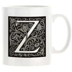 Personalised Decorated Initial Mug - Black 15 Personalised Decorated Initial Mug - Black -Literary Gift Shop Black Z