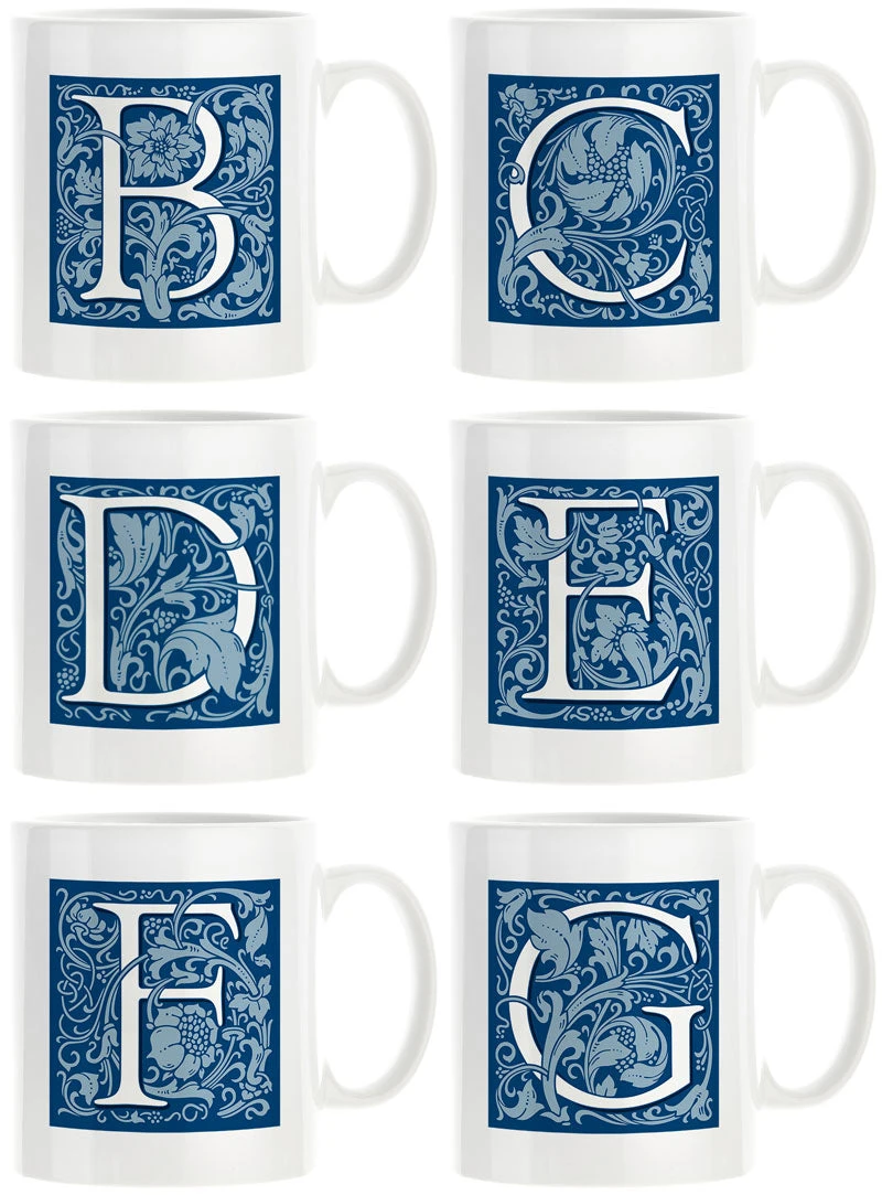 Personalised Decorated Initial Mug - Blue 4 Personalised Decorated Initial Mug - Blue - Image 4