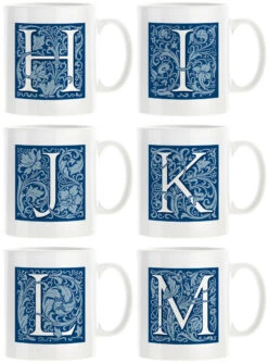 Personalised Decorated Initial Mug - Blue 12 Personalised Decorated Initial Mug - Blue -Literary Gift Shop Blue H M