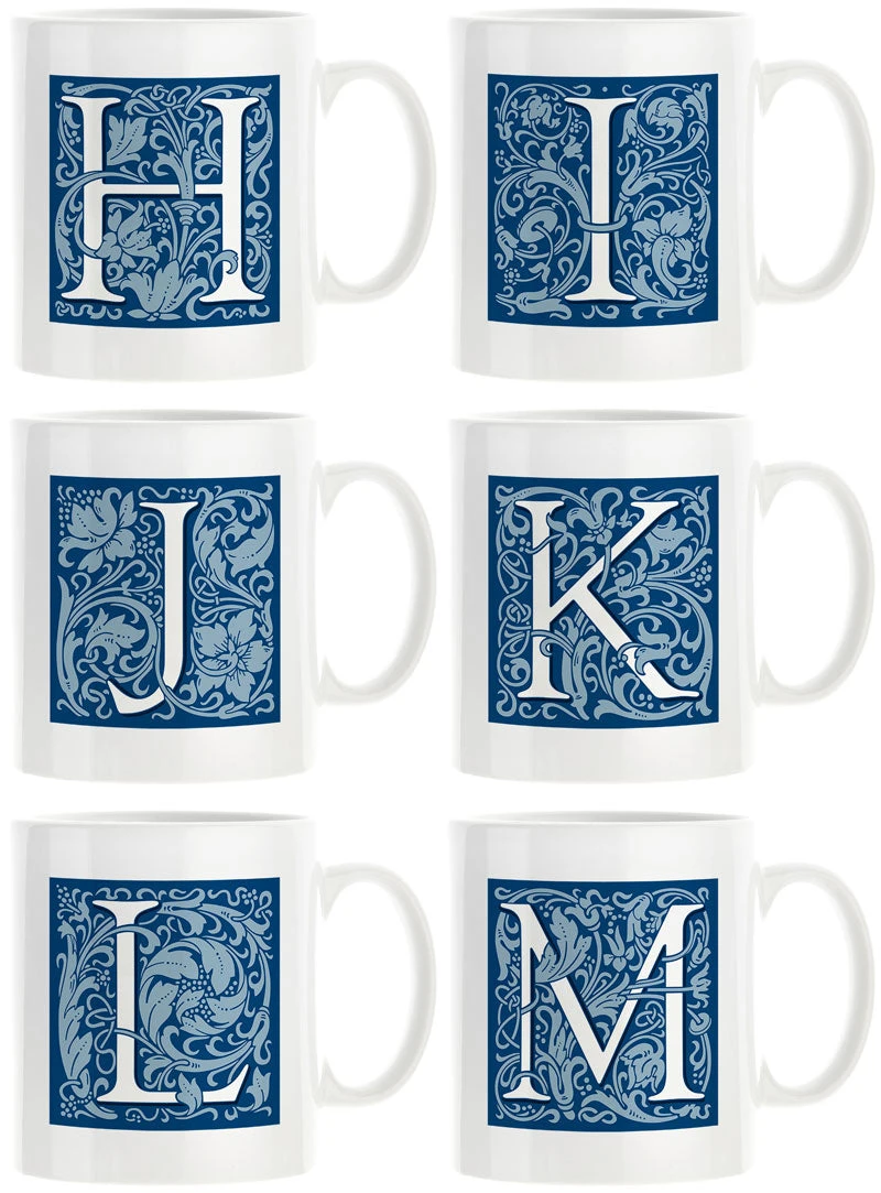 Personalised Decorated Initial Mug - Blue 5 Personalised Decorated Initial Mug - Blue - Image 5