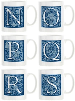Personalised Decorated Initial Mug - Blue 13 Personalised Decorated Initial Mug - Blue -Literary Gift Shop Blue N S