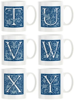 Personalised Decorated Initial Mug - Blue 14 Personalised Decorated Initial Mug - Blue -Literary Gift Shop Blue T Y