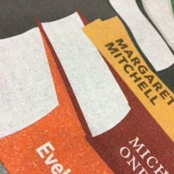 Personalised Personalised Bookshelf T-shirt - Grey/Black -Literary Gift Shop Book tee close up 2