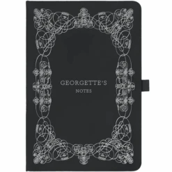 Personalised Personalised Notebook - Name & Decorated Border 19 Personalised Personalised Notebook - Name & Decorated Border -Literary Gift Shop Border black Georgette