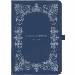 Personalised Personalised Notebook - Name & Decorated Border 18 Personalised Personalised Notebook - Name & Decorated Border -Literary Gift Shop Border blue Georgette