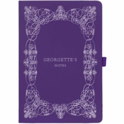 Personalised Personalised Notebook - Name & Decorated Border 16 Personalised Personalised Notebook - Name & Decorated Border -Literary Gift Shop Border purple Georgette