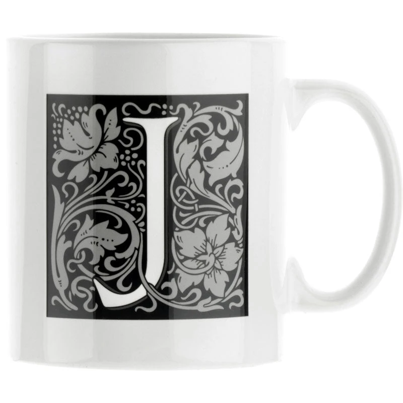 Personalised Decorated Initial Mug - Black 1 Personalised Decorated Initial Mug - Black