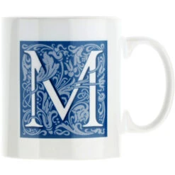 Personalised Decorated Initial Mug - Blue