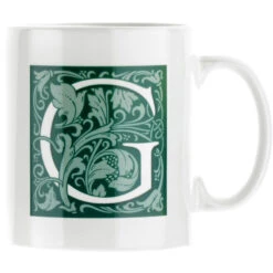 Personalised Decorated Initial Mug - Green