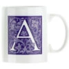 Personalised Decorated Initial Mug - Purple