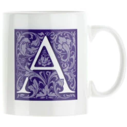 Personalised Decorated Initial Mug - Purple
