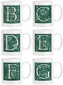 Personalised Decorated Initial Mug - Green -Literary Gift Shop Green B G