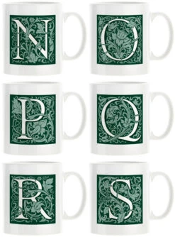 Personalised Decorated Initial Mug - Green -Literary Gift Shop Green N S