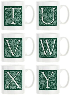 Personalised Decorated Initial Mug - Green -Literary Gift Shop Green T Y