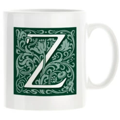 Personalised Decorated Initial Mug - Green -Literary Gift Shop Green Z
