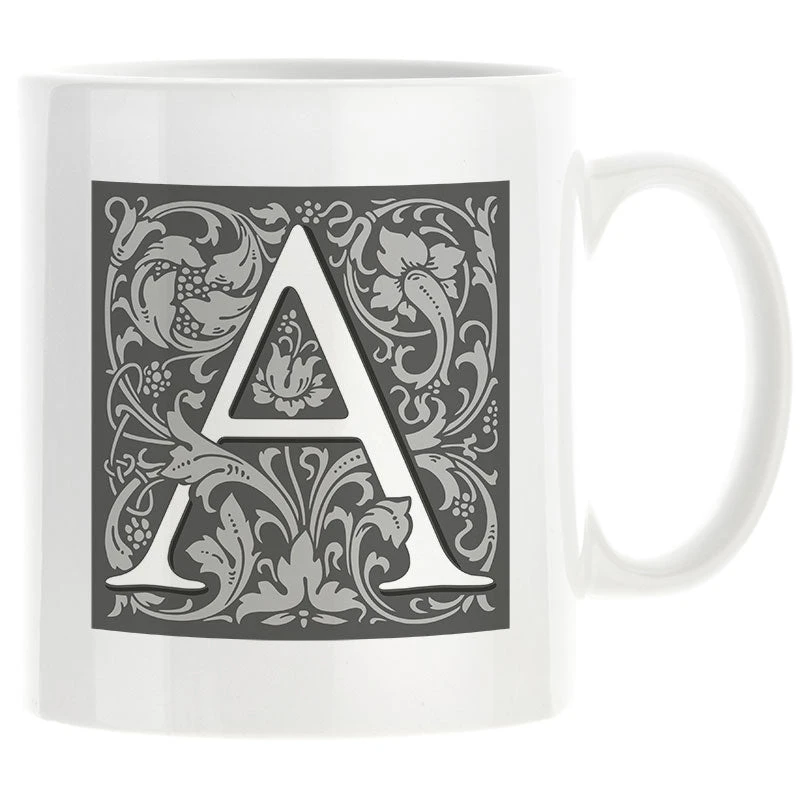 Personalised Decorated Initial Mug - Grey 3 Personalised Decorated Initial Mug - Grey - Image 3