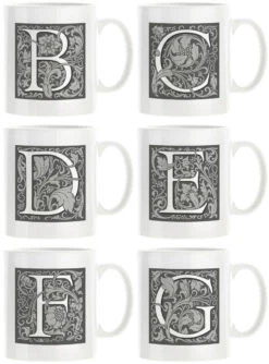 Personalised Decorated Initial Mug - Grey 11 Personalised Decorated Initial Mug - Grey -Literary Gift Shop Grey B G