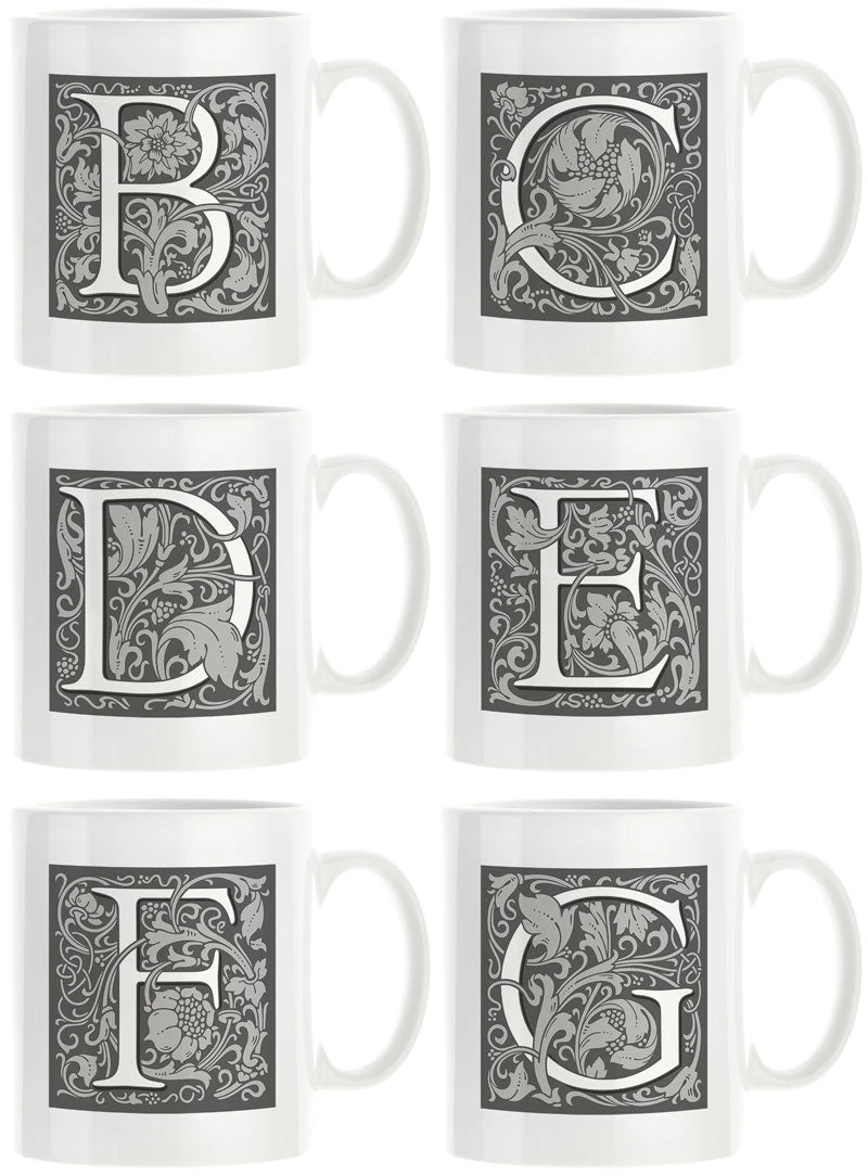 Personalised Decorated Initial Mug - Grey 4 Personalised Decorated Initial Mug - Grey - Image 4