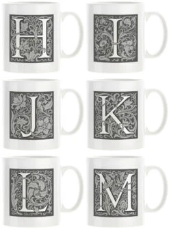 Personalised Decorated Initial Mug - Grey 12 Personalised Decorated Initial Mug - Grey -Literary Gift Shop Grey H M
