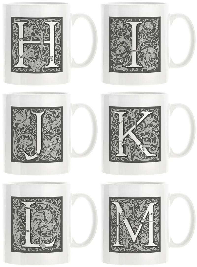 Personalised Decorated Initial Mug - Grey 5 Personalised Decorated Initial Mug - Grey - Image 5