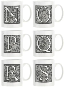 Personalised Decorated Initial Mug - Grey 13 Personalised Decorated Initial Mug - Grey -Literary Gift Shop Grey N S