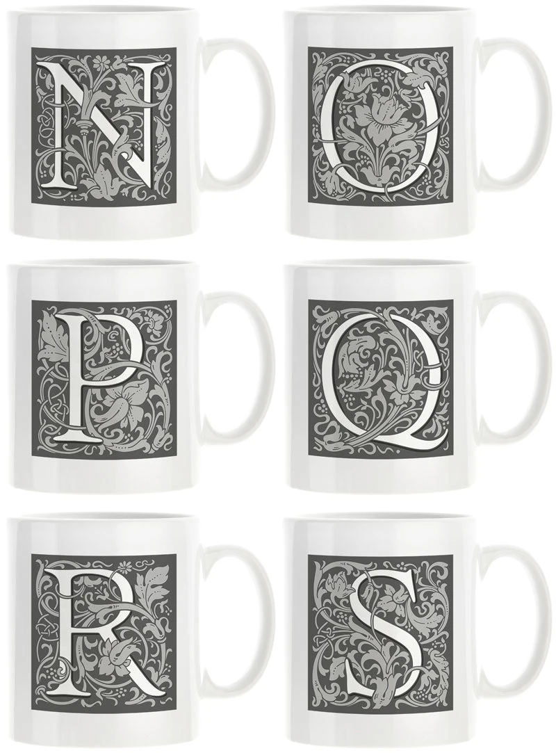 Personalised Decorated Initial Mug - Grey 6 Personalised Decorated Initial Mug - Grey - Image 6