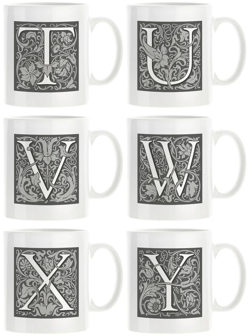 Personalised Decorated Initial Mug - Grey 7 Personalised Decorated Initial Mug - Grey - Image 7