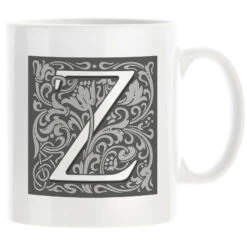 Personalised Decorated Initial Mug - Grey 15 Personalised Decorated Initial Mug - Grey -Literary Gift Shop Grey Z