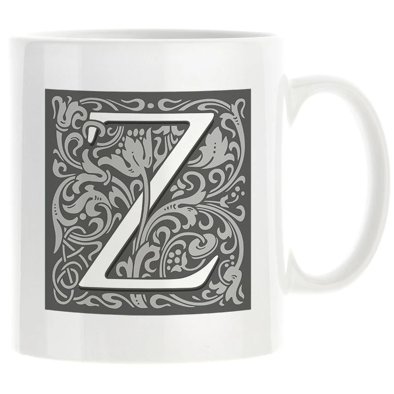 Personalised Decorated Initial Mug - Grey 8 Personalised Decorated Initial Mug - Grey - Image 8