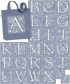 Personalised Decorated Initial Tote Bag -Literary Gift Shop Light Denim A Z