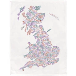TLGC Epson Literary Map Of Britain Tea Towel