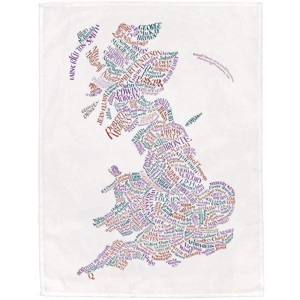 TLGC Epson Literary Map Of Britain Tea Towel 1 TLGC Epson Literary Map Of Britain Tea Towel