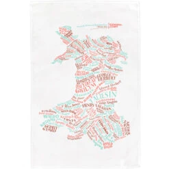 TLGC Epson Literary Map Of Wales Tea Towel