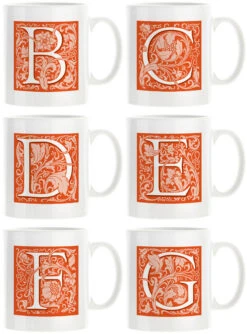 Personalised Decorated Initial Mug - Orange 11 Personalised Decorated Initial Mug - Orange -Literary Gift Shop Orange B G