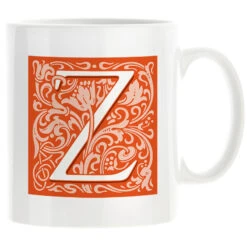 Personalised Decorated Initial Mug - Orange 15 Personalised Decorated Initial Mug - Orange -Literary Gift Shop Orange Z