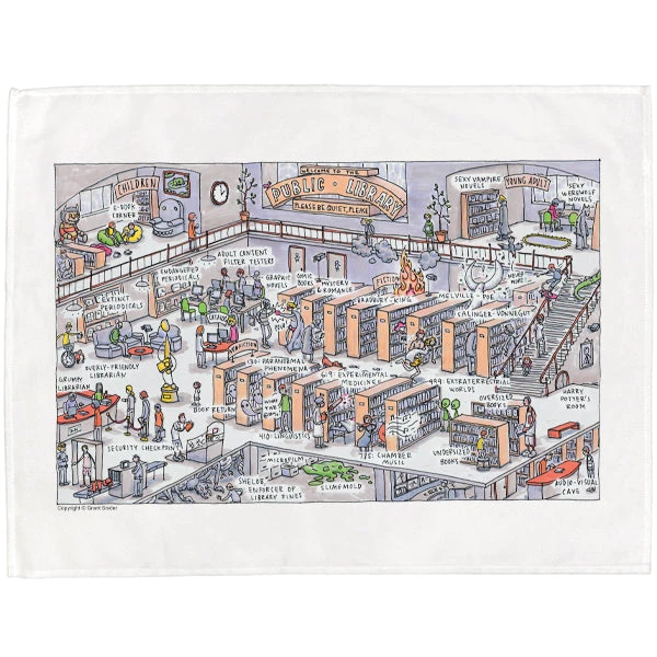 TLGC Epson Public Library - Grant Snider Tea Towel 1 TLGC Epson Public Library - Grant Snider Tea Towel