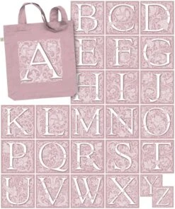 Personalised Decorated Initial Tote Bag -Literary Gift Shop Purple Rose A Z