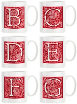 Personalised Decorated Initial Mug - Red -Literary Gift Shop Red B G