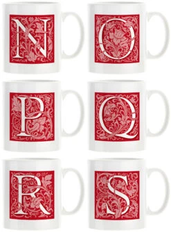 Personalised Decorated Initial Mug - Red -Literary Gift Shop Red N S