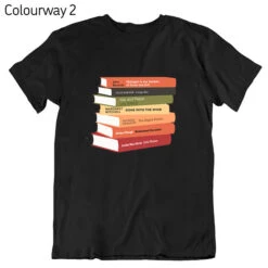 Personalised Personalised Bookshelf T-shirt - Grey/Black -Literary Gift Shop black colourway 2copy