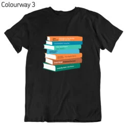 Personalised Personalised Bookshelf T-shirt - Grey/Black -Literary Gift Shop black colourway 3copy
