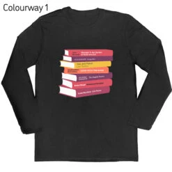 Personalised Long-sleeved Personalised Bookshelf T-shirt -Literary Gift Shop black long sleeve colourway 1copy