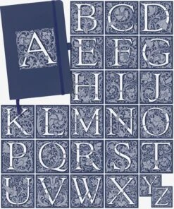 Personalised Personalised Notebook - Decorated Initial -Literary Gift Shop blue grid 5x6 b