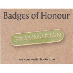 TLGC Grammarian Enamel Pin -Literary Gift Shop grammarian pin on card