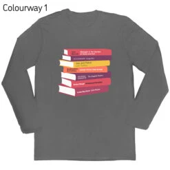 Personalised Long-sleeved Personalised Bookshelf T-shirt -Literary Gift Shop grey long sleeve colourway 1 a1bbb31a b2df 4997 afbf 03e02ed9a8ef