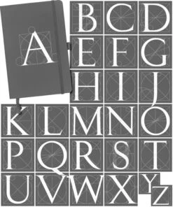 Personalised Personalised Notebook - Constructed Initial -Literary Gift Shop grid grey